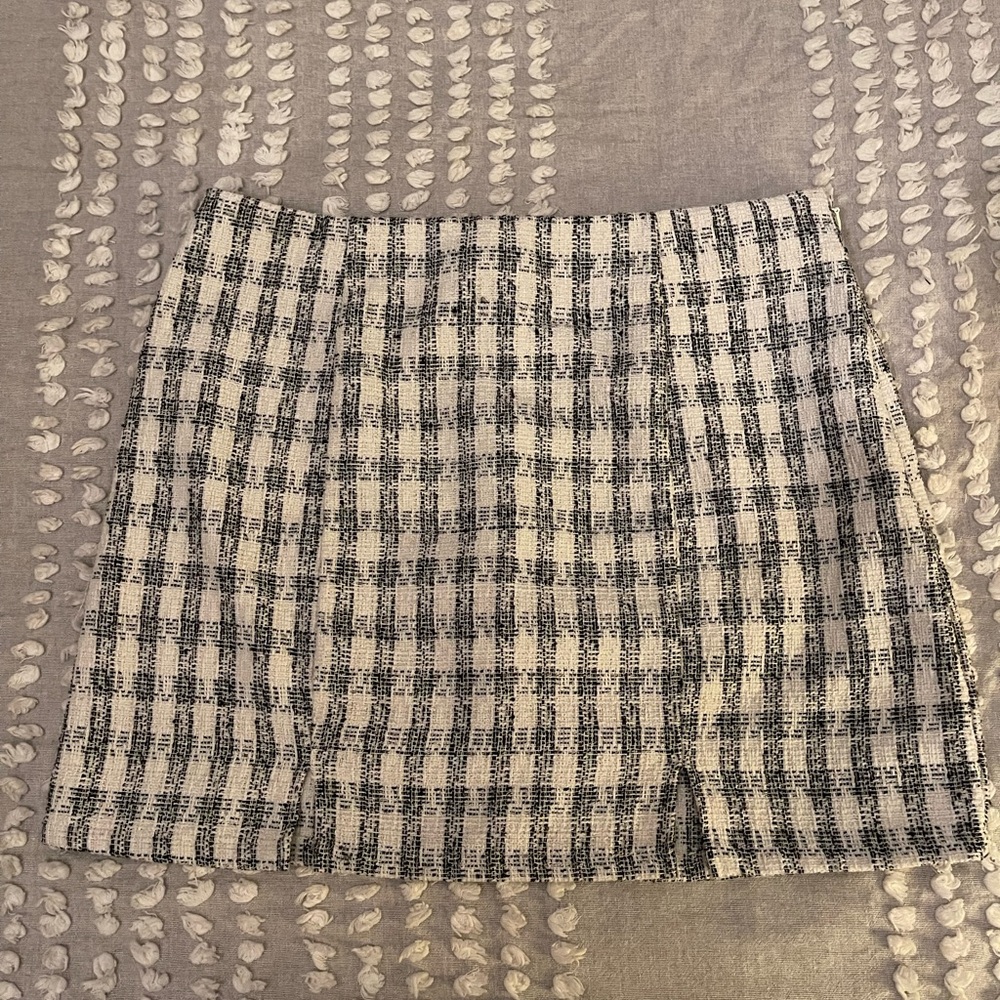 Blue Rain Black and White Checkered Mini Skirt